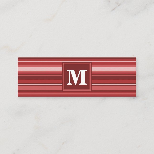Monogram red rand mini visitkort (Framsida)