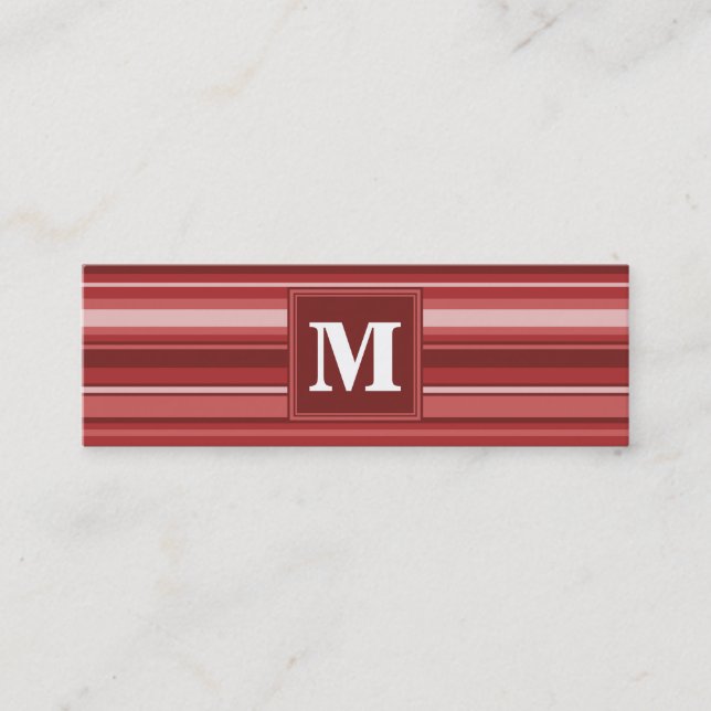 Monogram red rand mini visitkort (Framsida)