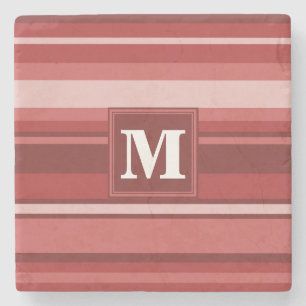 Monogram red rand underlägg sten
