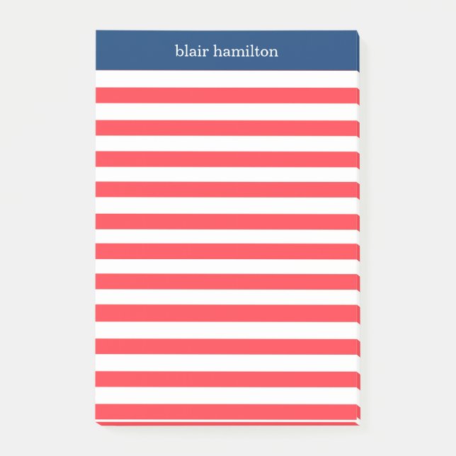 Monogram Red Stripe Post-it Block (Framsida)