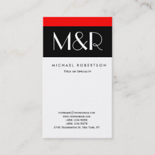 Monogram Red White Black Consultant Affärskort Visitkort