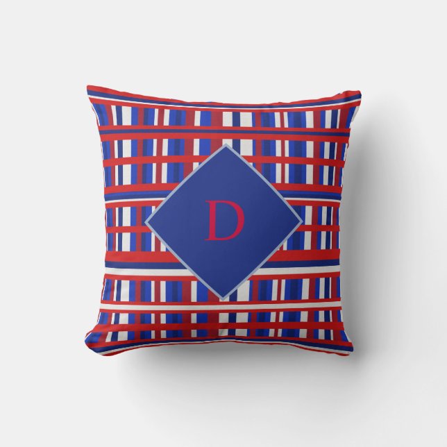 Monogram Red, White Blue Play Patriot Kudde (Framsida)
