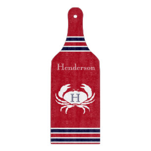 Monogram Red White Navy Blue Crab Nautical