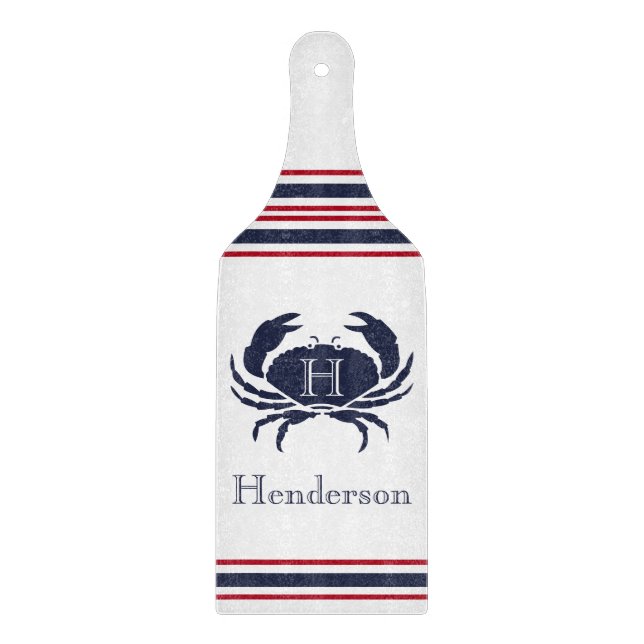 Monogram Red White Navy Blue Crab Nautical (Framsidan)