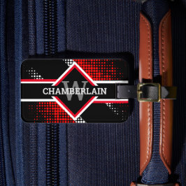 Monogram Red White och Black Bagagebricka