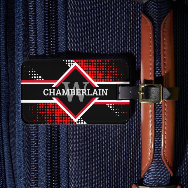 Monogram Red White och Black Bagagebricka (Framsida Insitu 4)