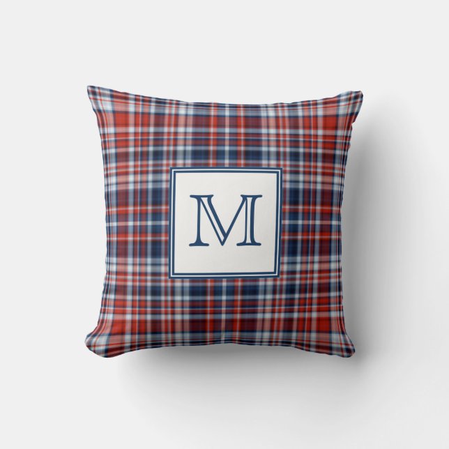 Monogram Red White och Blue Play Kudde (Framsida)