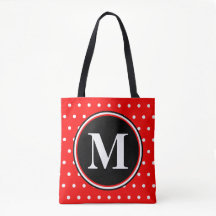 Monogram Red White Polka dots Citat