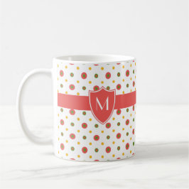 Monogram Red White Polka dots Ringer Coffee Mugg