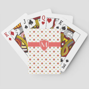 Monogram Red White Polka dots-spelkort Spel Kort