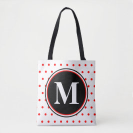 Monogram Red White Polka dots Tygkasse