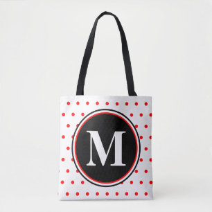Monogram Red White Polka dots Tygkasse