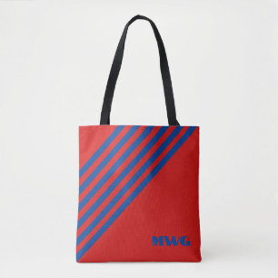 Monogram Red White Tote Tygkasse