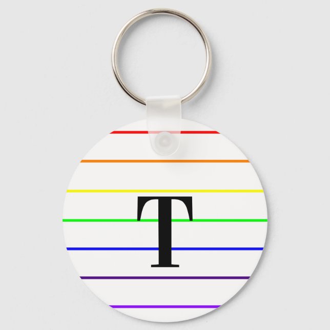 Monogram regnbågsfärgade ränder nyckelring (Framsida)