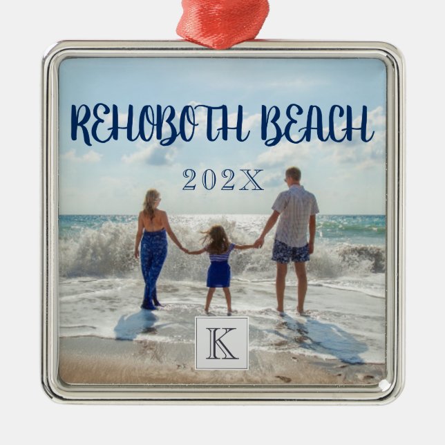 Monogram Rehoeach Beach Family Travel Souvenir Julgransprydnad Metall (Framsidan)