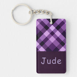 Monogram rektangulär nyckelkedja i plommon Lila Pl