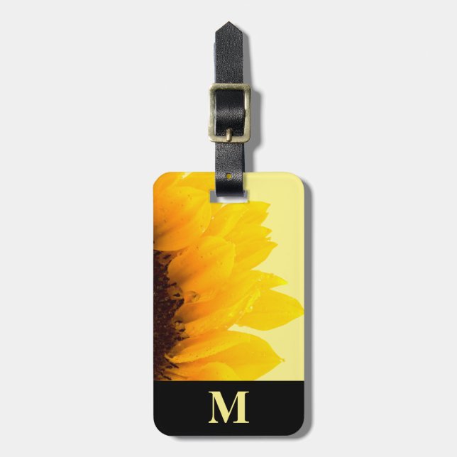 Monogram Resa Gul Solros på Gul Bagagebricka (Vertikal Framsida)