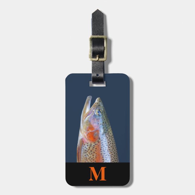 Monogram Resegrå Orange Flodforell Fiskhuvud Bagagebricka (Vertikal Framsida)
