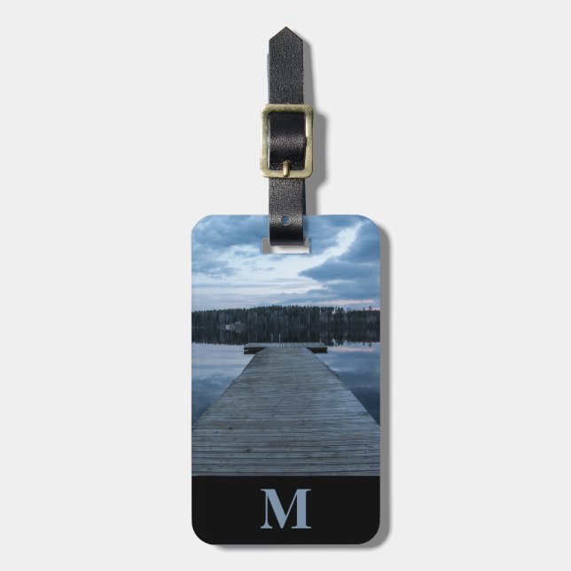 Monogram Resväskor Träpir, Blå sjö och Skog Bagagebricka (Vertikal Framsida)
