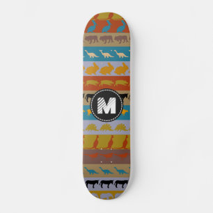 Monogram Retro Färgglada Djur Mönster #8 Old School Skateboard Bräda 21,6 Cm