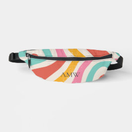 Monogram Retro Färgglada Vågiga Ränder Midjeväska