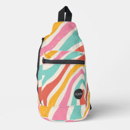 Monogram Retro Färgglada Vågor Ränder