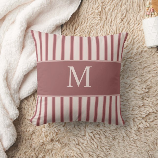 Monogram Retro Hearts Pink Burgundy Kudde (Filt)