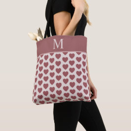 Monogram Retro Hearts Pink Burgundy Tygkasse