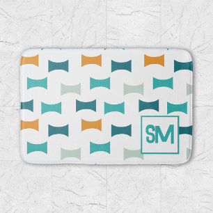 Monogram Retro Mid Century Geometric Mönster Badrumsmatta