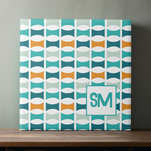 Monogram Retro Mid Century Geometric Mönster Kakelplatta