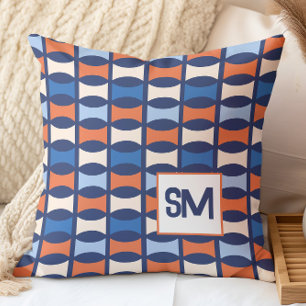 Monogram Retro Mid Century Geometric Mönster Kudde