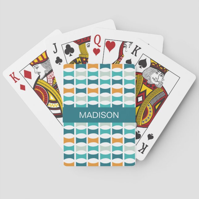 Monogram Retro Mid Century Geometriskt Mönster Casinokort (Baksidan)