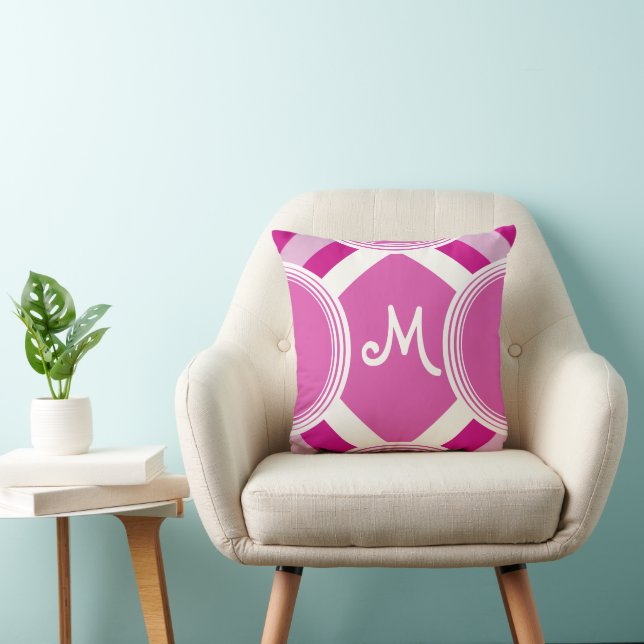 Monogram Retro Personlig Rosa Pillow Kudde (Stol)