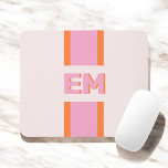 Monogram Retro Pink Orange<br><div class="desc">Upgrade your workspace with a personalized mousepad that combines vintage charm and modern functionality. Your monogram takes center stage in a bold sans serif font, enhanced by a drop shadow effect that adds depth and dimension. The retro color palette brings a playful yet sophisticated touch, making this mousepad not just...</div>