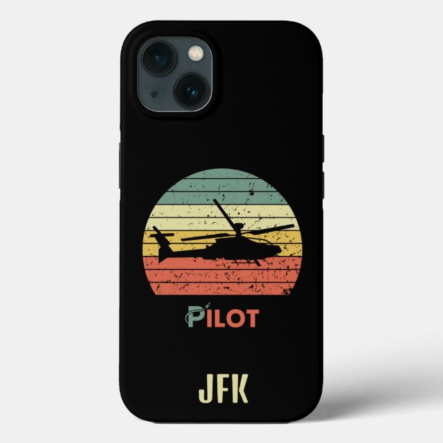 Monogram, Retro solnedgång, Helikopter Flygplan (Baksida)