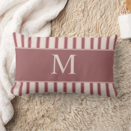 Monogram Retro Stripes Pink Burgundy Lumbarkudde