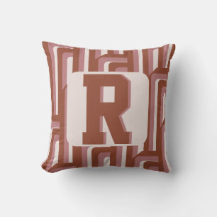 Monogram Retro Terracotta Geometric Mönster Kudde