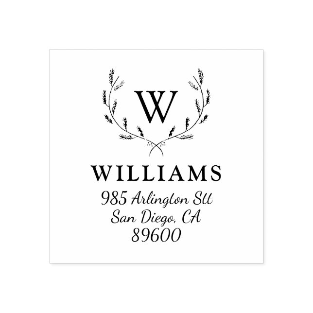 Monogram Returadress av Whimsical Helgdag Stämpel (Tryck)