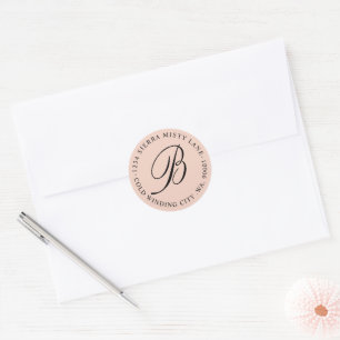 Monogram Returadress Bröllop kuvertförsegling Runt Klistermärke