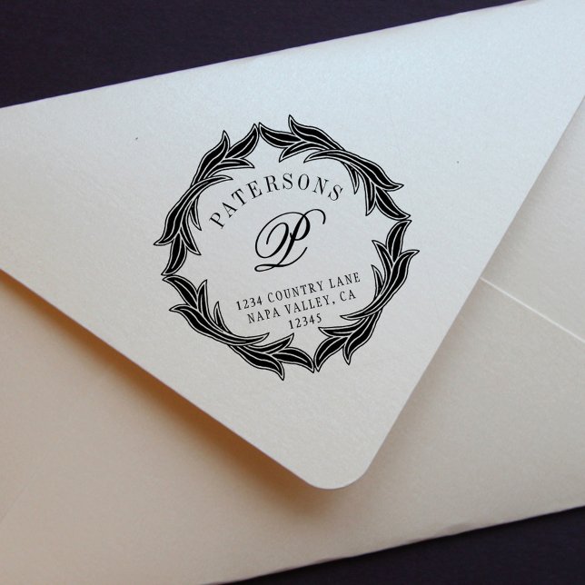 Monogram Returadress för botaniskt andedräkt Stämpel (Skapare uppladdad)