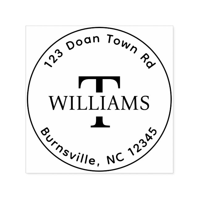 Monogram Returadress för självförtäring Rubber Fri Självfärgande Stämpel (Design)