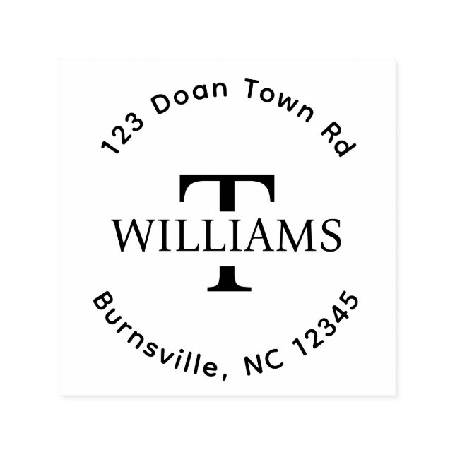 Monogram Returadress för självförtäring Rubber Fri Självfärgande Stämpel (Design)