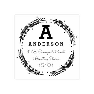 Monogram Returadress Frimärke Stämpel