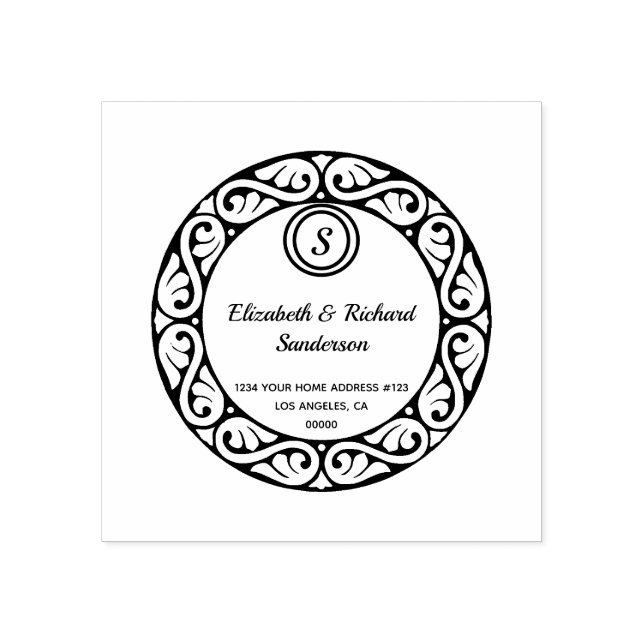 Monogram Returadress i cirkulär för oral Rulla Stämpel (Tryck)