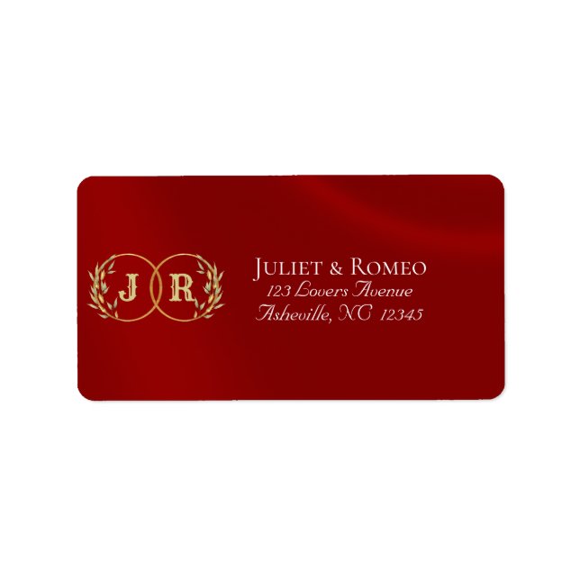 Monogram Returadress - Röd Adressetikett (Framsidan)