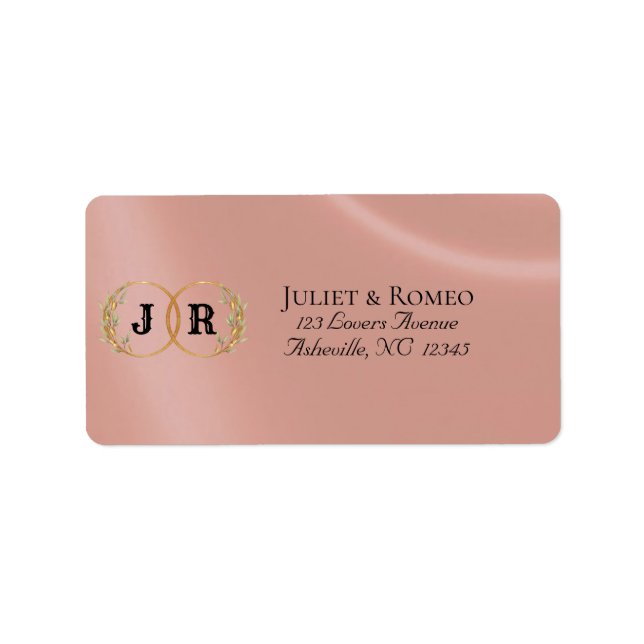 Monogram Returadress - Roséguld Adressetikett (Framsidan)