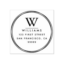 Monogram Returadress Rubber Frimärke