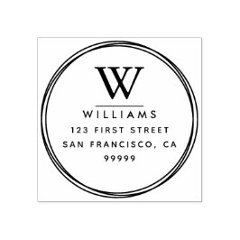 Monogram Returadress Rubber Frimärke Stämpel