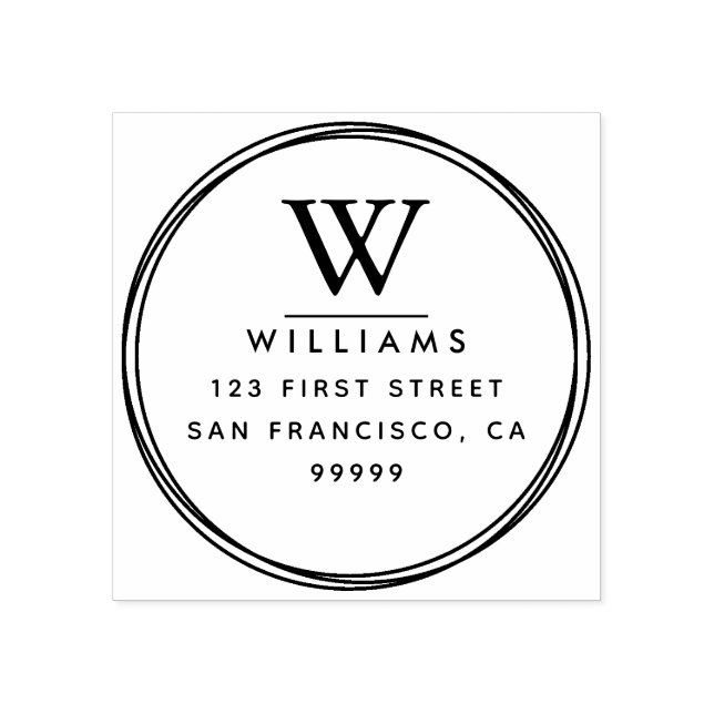 Monogram Returadress Rubber Frimärke Stämpel (Tryck)