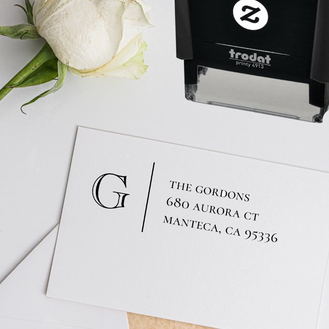 Monogram | Returadress Self Inking Rubber Frimärke Självfärgande Stämpel (Skapare uppladdad)
